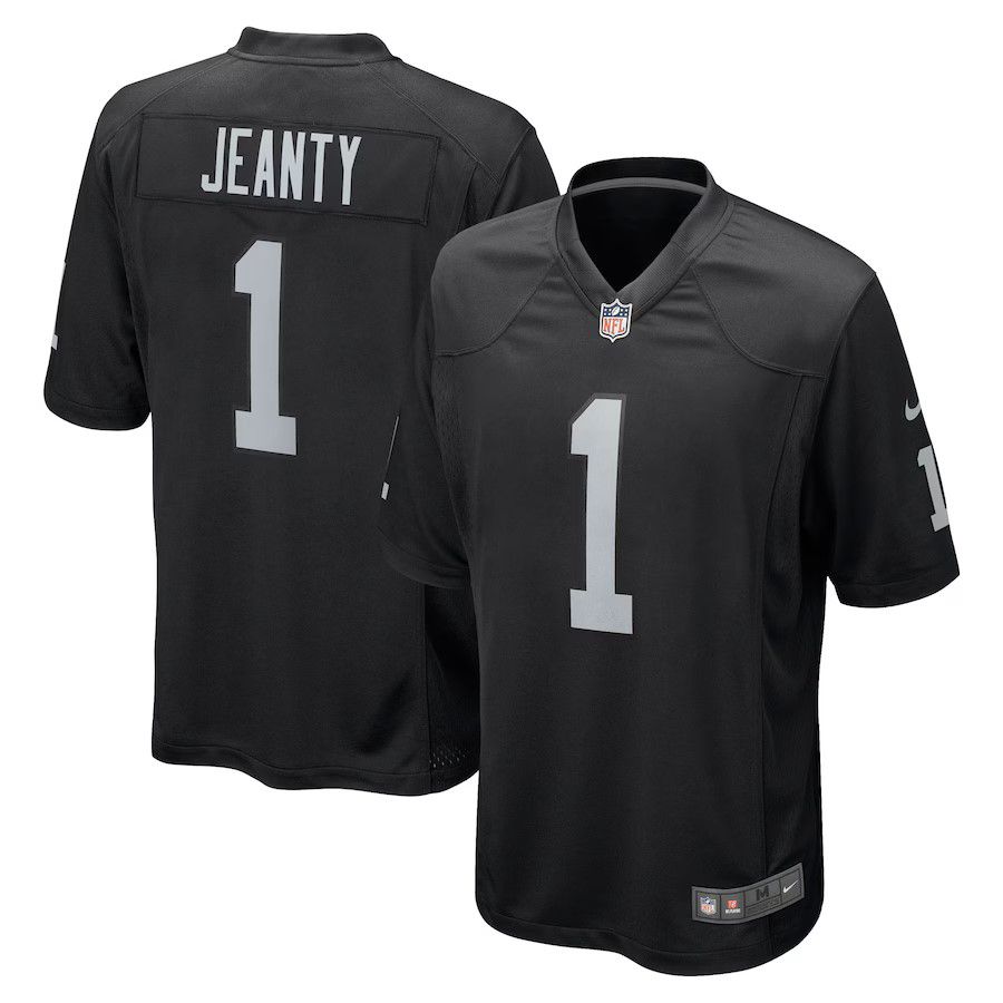 Men Las Vegas Raiders #1 Ashton Jeanty Nike Black 2025 NFL Draft First Round Pick Game Jersey